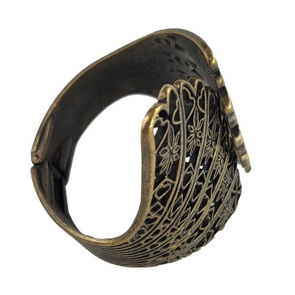 Antique Bronze Tone Metal Clamper Bracelet - Picture 3 of 3